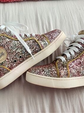 Christian Louboutin multi bip bip glitter disco sneakers size 8/ eu 38